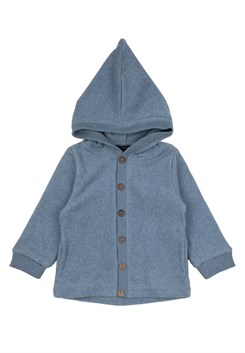 Mikk-Line Baby-Kapuzenjacke aus Baumwollfleece – Faded Denim Melange